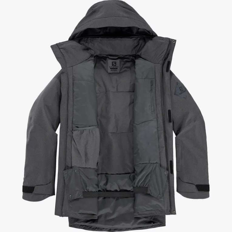 Black Salomon Stance Cargo Insulated Hooded Men's Ski Jackets | PH 96735Z